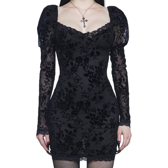 Cut Class Mesh Long Sleeve Mini Dress - Picture 1 of 5